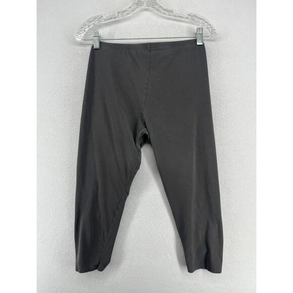 EILEEN FISHER Leggings M Stretch Organic Cotton Jersey Cropped Pull On Gray USA - Picture 2 of 12